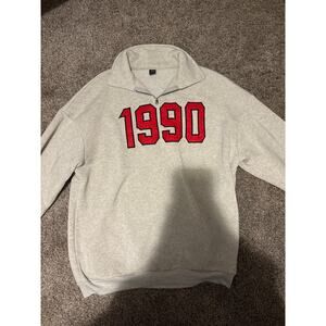 SHEIN Heather Gray Quarter Zip Pull Over Sweatshirt 1990 Size XS